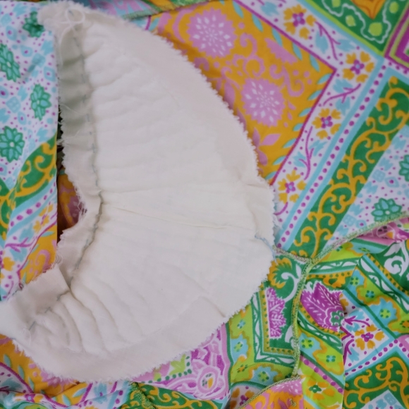 Retro Bohemian Vintage Handmade Green Floral Long Sleeve Bow-tie neck Blouse - Picture 8 of 11